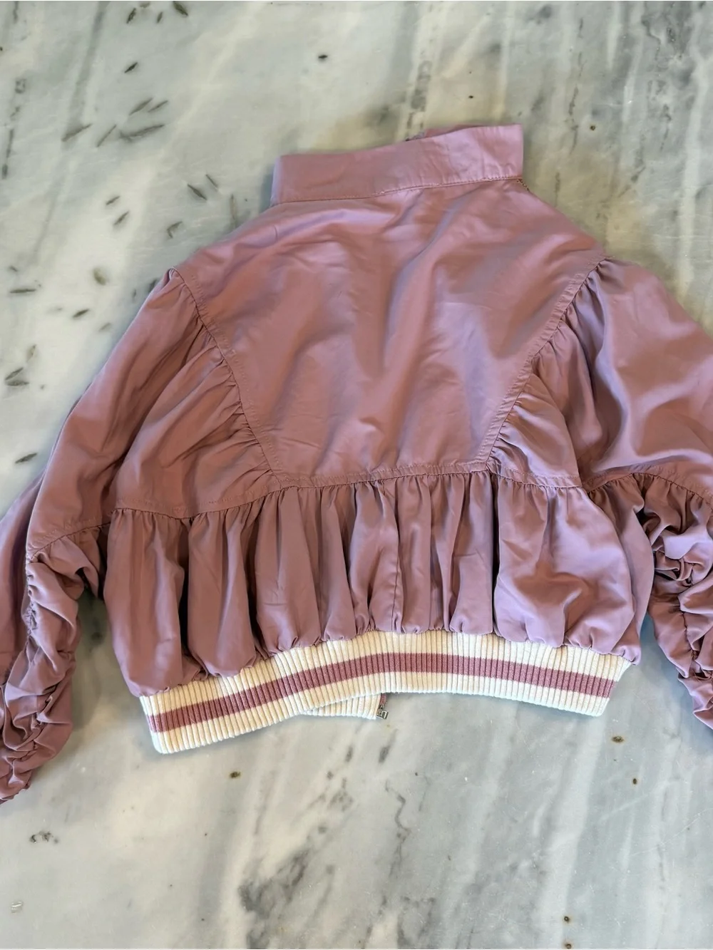 Joyfolie Dusty Pink Sequin-Trim Bomber Jacket